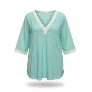 Francesca's Collections Aqua and White Swim Coverup M/L NWT